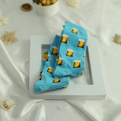 Men's Cartoon Beer Crew Socks 2 Pairs