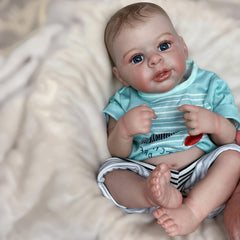 19" Detailed Baby Boy Reborn Doll Full Body Vinyl Painted Hair