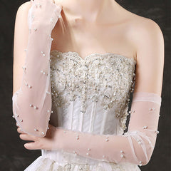 Bridal Lace Gloves Beaded Half Finger Wedding Sleeve Covers