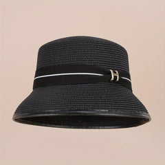 Flat Top Straw Hat Short Brim Hat Summer Hat Small Top Hat Sunshade Sun Hat