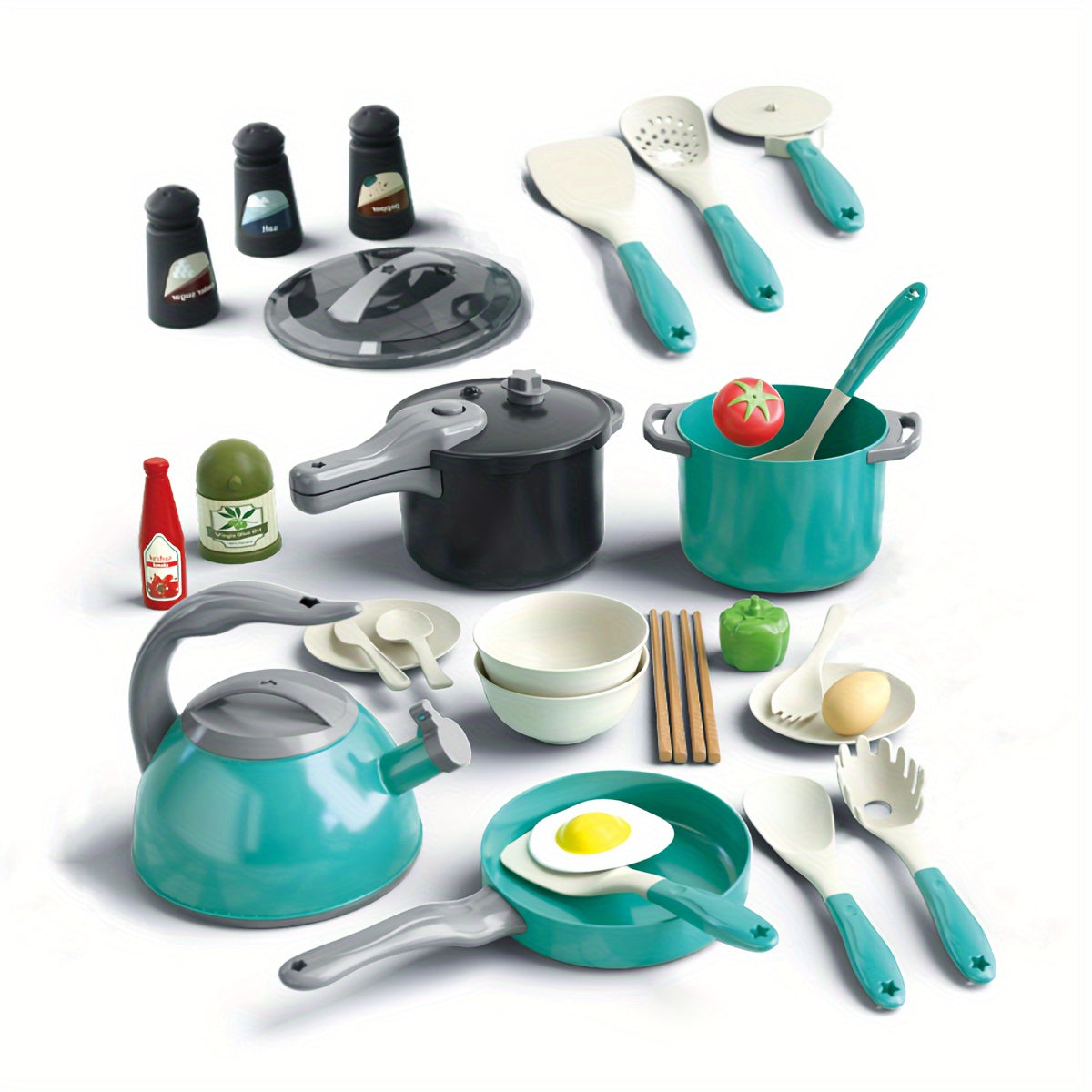 32pcs Kids Kitchen Toy Set Pretend Cooking Accessories Girls Boys Christmas Hall