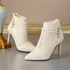 Stiletto Ankle Boots Pointed Toe Zipper High Heeled Boots
