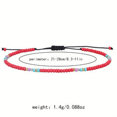 10pcs Colorful Rice Beads Anklet Set Boho Style Bracelet for Women