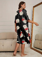 Floral Print Short Sleeve Sleep Dress