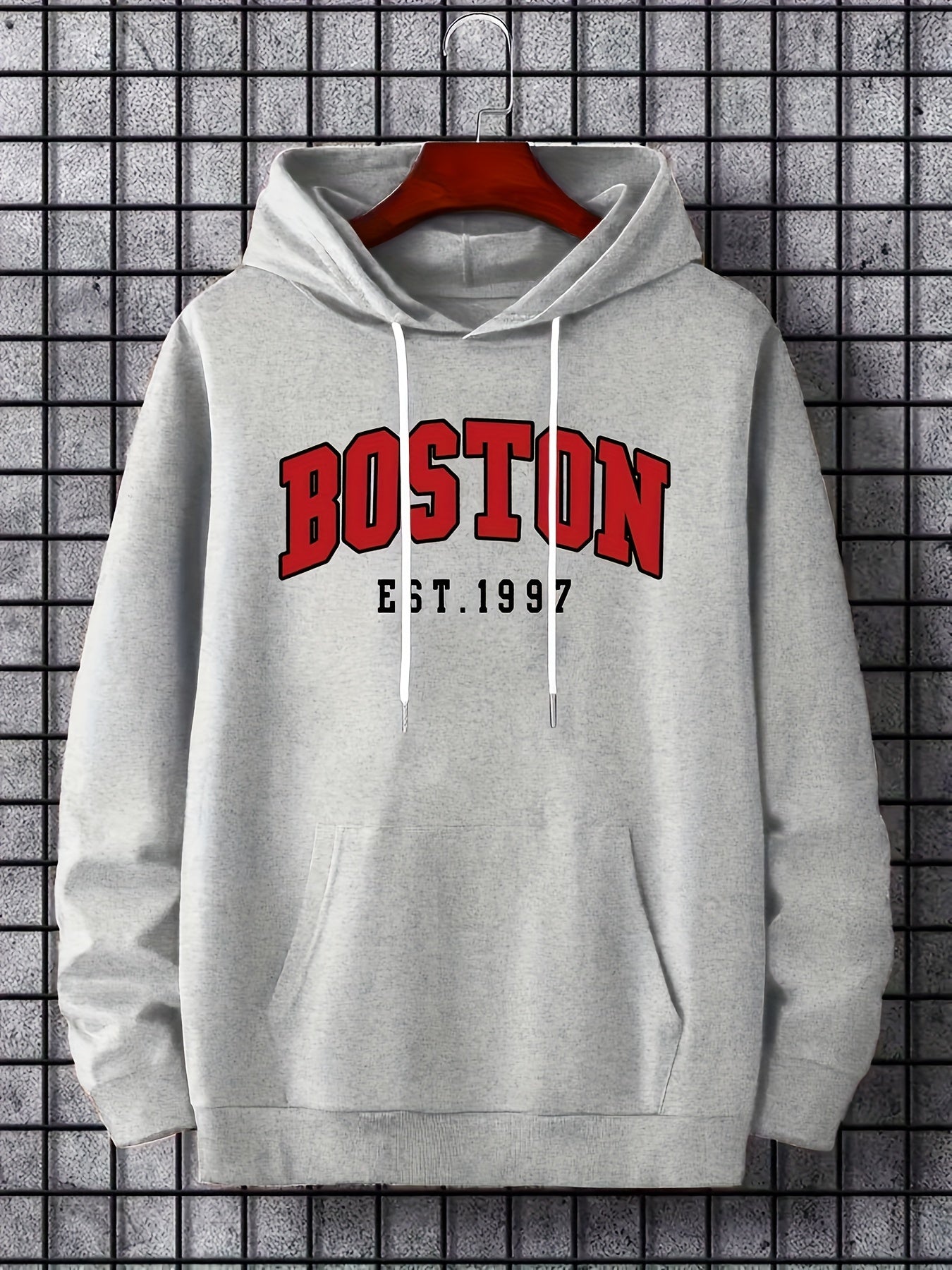 BOSTON Print Hoodies For Men Graphic Hoodie With Kangaroo Pocket