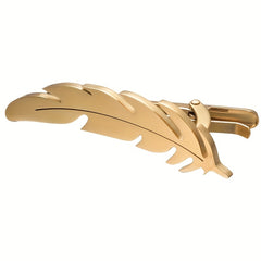 Stylish Feather Tie Clip Silver/Gold Leaf Stainless Steel Accessory