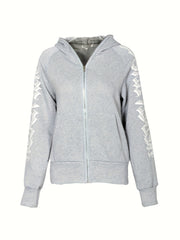 Y2K Style Sports Hoodie Jacket Zip Up Women's Sweatshirt