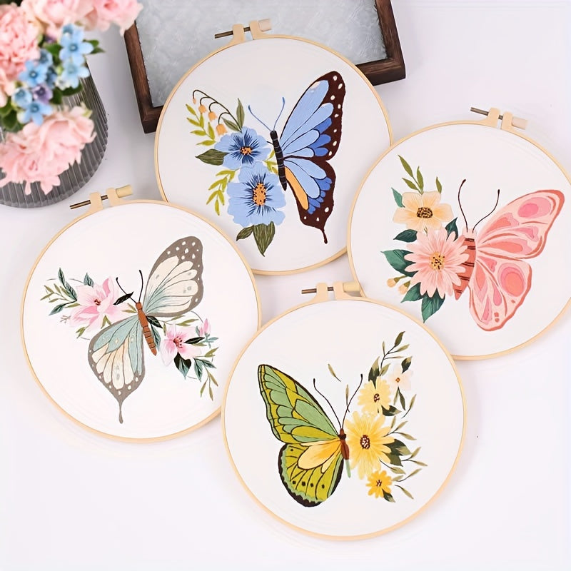 Embroidery Starter Kit for Adults - Butterfly Pattern - DIY Cross Stitch
