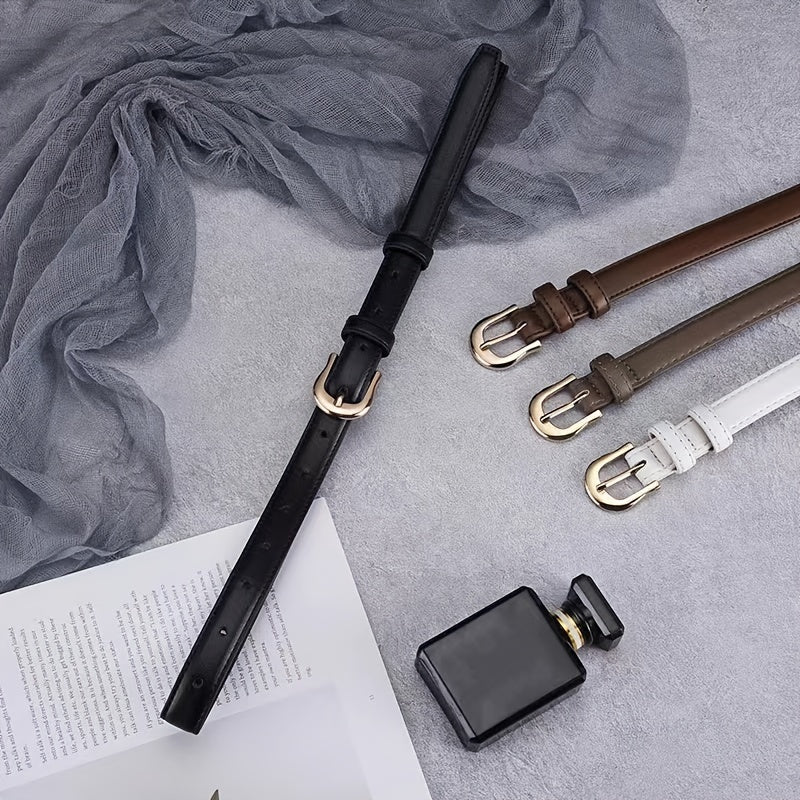 Men's Buckle Belts Car Suture Slim Belt for Trousers Jeans