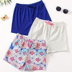 3pcs Girls' Bows Waist Casual Shorts Set For Sports Leisure