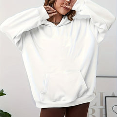 Solid Kangaroo Pocket Hoodie Casual Long Sleeve Hoodies