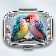 UBERTE Love Bird Metal Pill Box 2 Compartments Travel Jewelry Storage