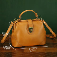 Vintage Leather Small Bag for Women Crossbody Phone Purse Metal Lock Brown