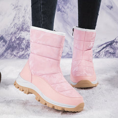 Women's High Top Warm Snow Boots Non Slip Zipper Winter Hiking Boots