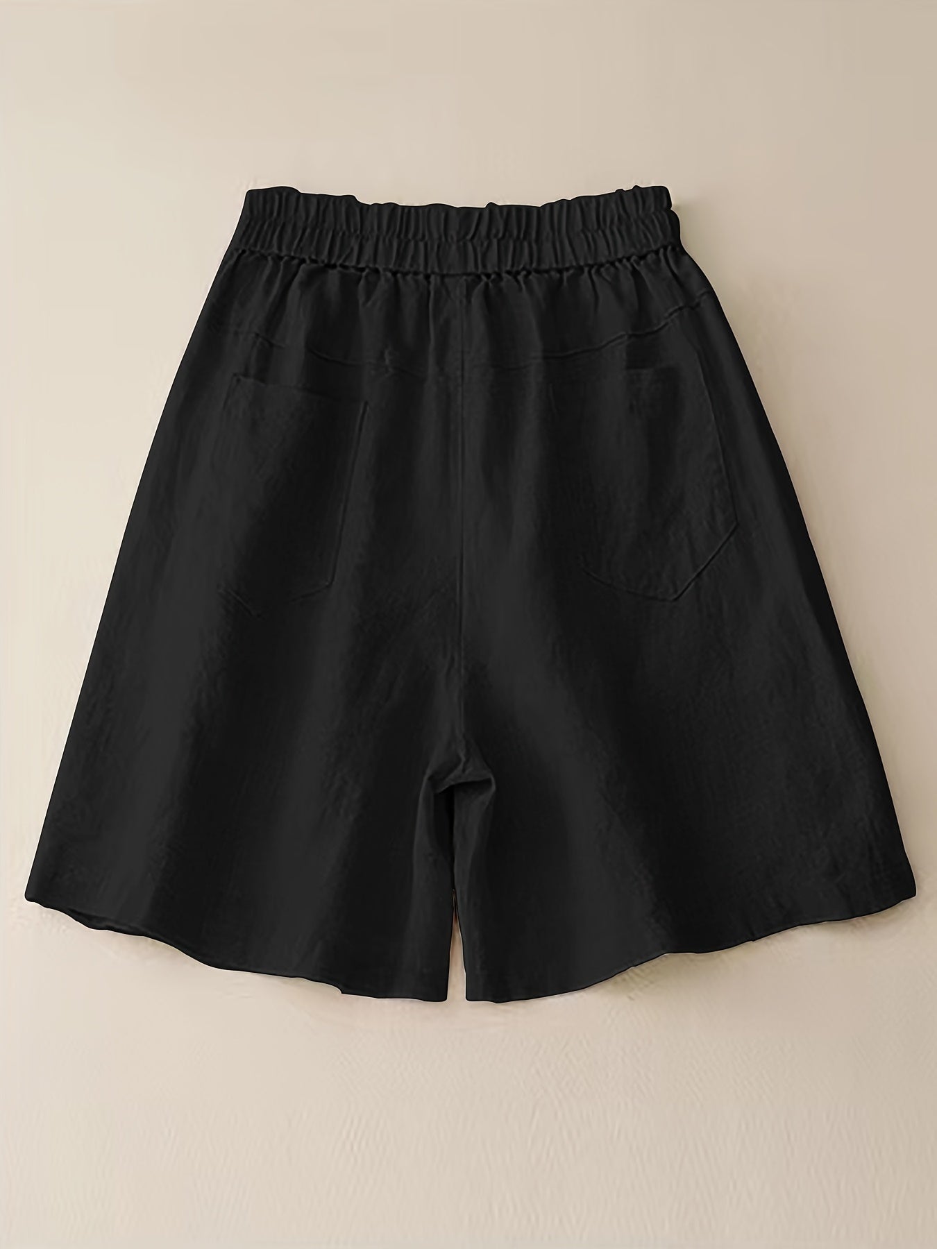 High Waist Solid Pocket Shorts for Women