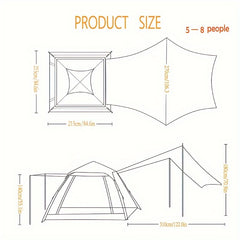 Durable 2 in 1 Canopy and Tent - Waterproof and Portable - Fits 3-8 Persons