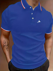Men's Deer Graphic Polo Shirt Casual Stretch Button-Up Short Sleeve