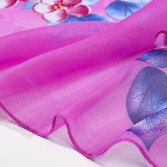 Purple Flower Print Scarf Hijab Shawl Windproof Head Wraps Bandana Women