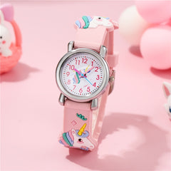Kids Unicorn Quartz Watch Colorful Plastic Band