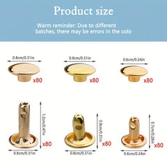 240 Leather Rivets Set Double Cap for DIY Leather Craft