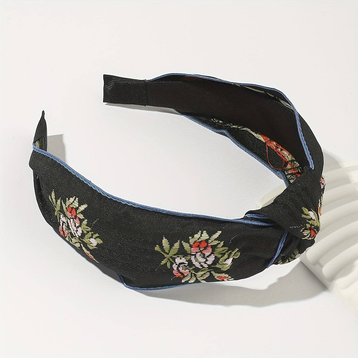 Chinese Style Flower Embroidery Headband Wide Head Hoop Hair Band