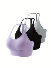 3pcs Seamless Halter Sports Bras Yoga Fitness Bra Women's Lingerie