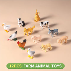 12pcs Animals Mini Farm Animal Figurines Plastic Educational Toys Gift