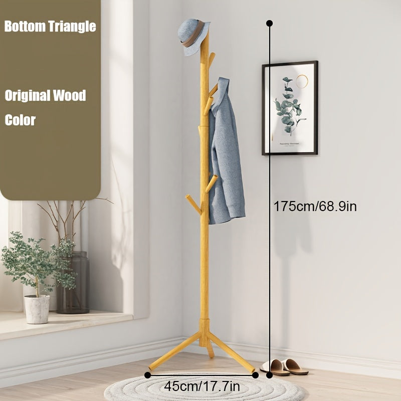 Solid Wood Floor Clothes Stand Rack Triangle & Cross Sanded Smooth Surface