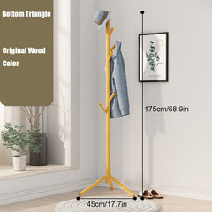Solid Wood Floor Clothes Stand Rack Triangle & Cross Sanded Smooth Surface