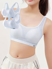 2pcs Solid Sports Bras Comfy & Breathable for Women