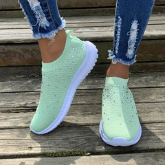 Women's Rhinestone Sock Sneakers Slip On Shoes