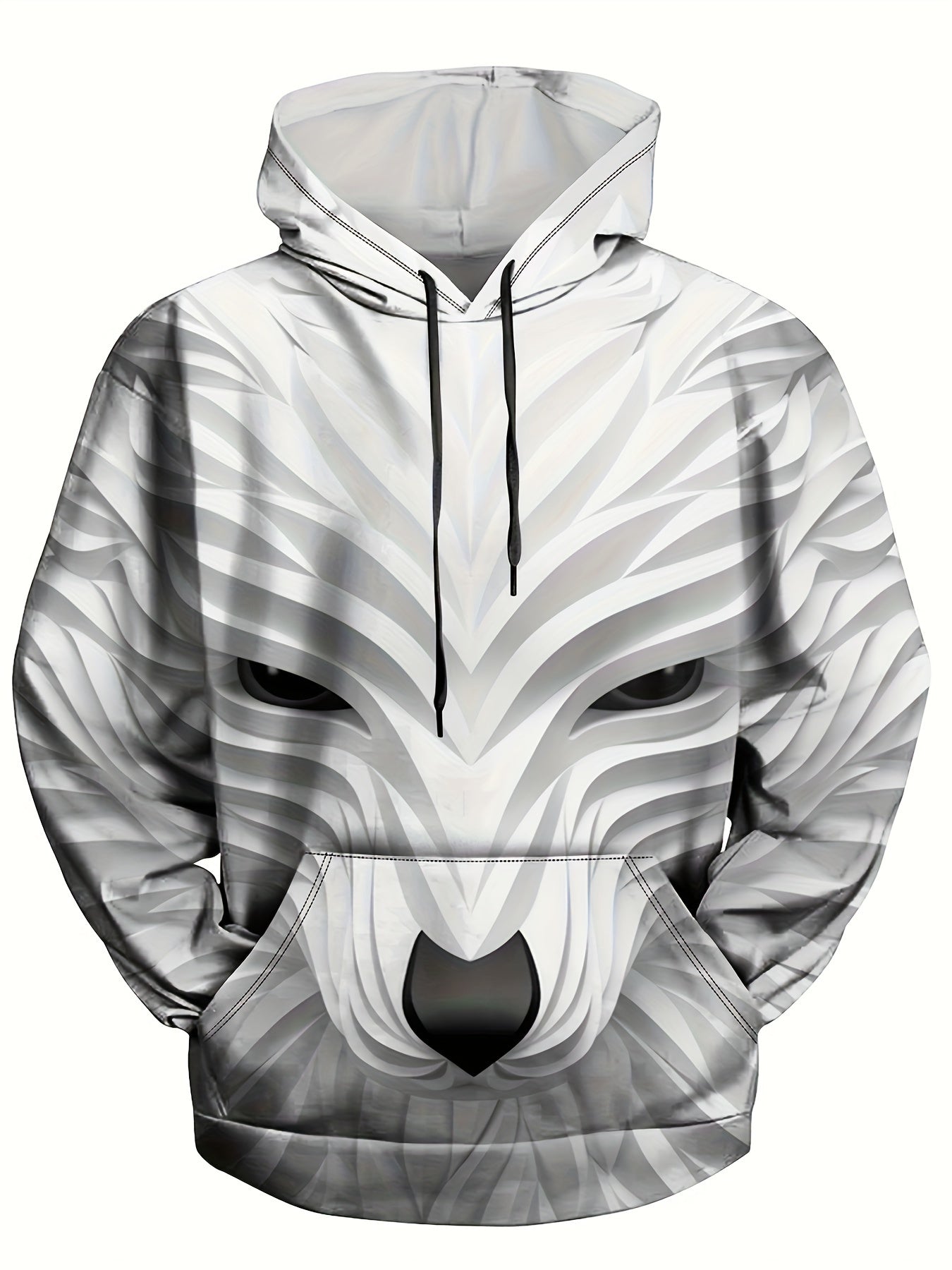 Wolf Graphic Print Hoodie for Men Loose Hooded Pullover Autumn Winter