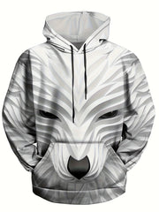 Wolf Graphic Print Hoodie for Men Loose Hooded Pullover Autumn Winter