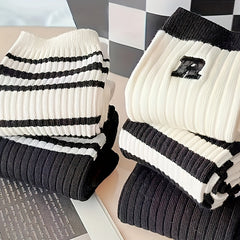 5 Pairs Men's Crew Socks for Autumn Winter Casual Running