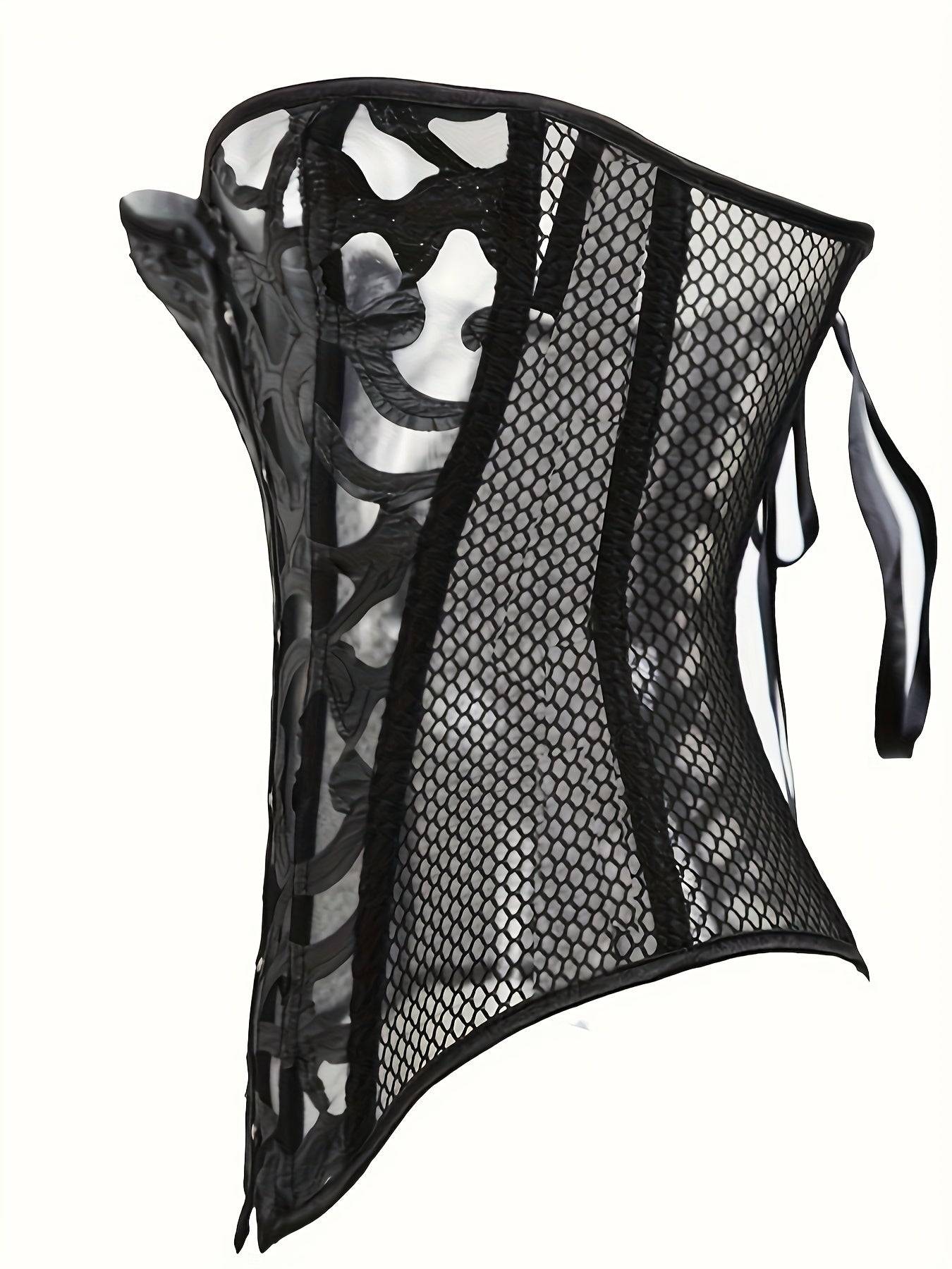 Mesh Strapless Corset Bustier Tummy Control Lace Up Body Shaper