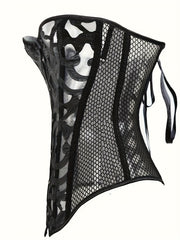 Mesh Strapless Corset Bustier Tummy Control Lace Up Body Shaper
