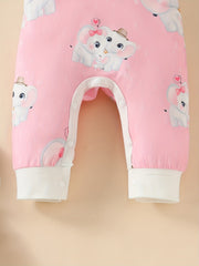 Baby Girls Elephant Graphic Print Short Sleeve Romper Jumpsuit Clothes