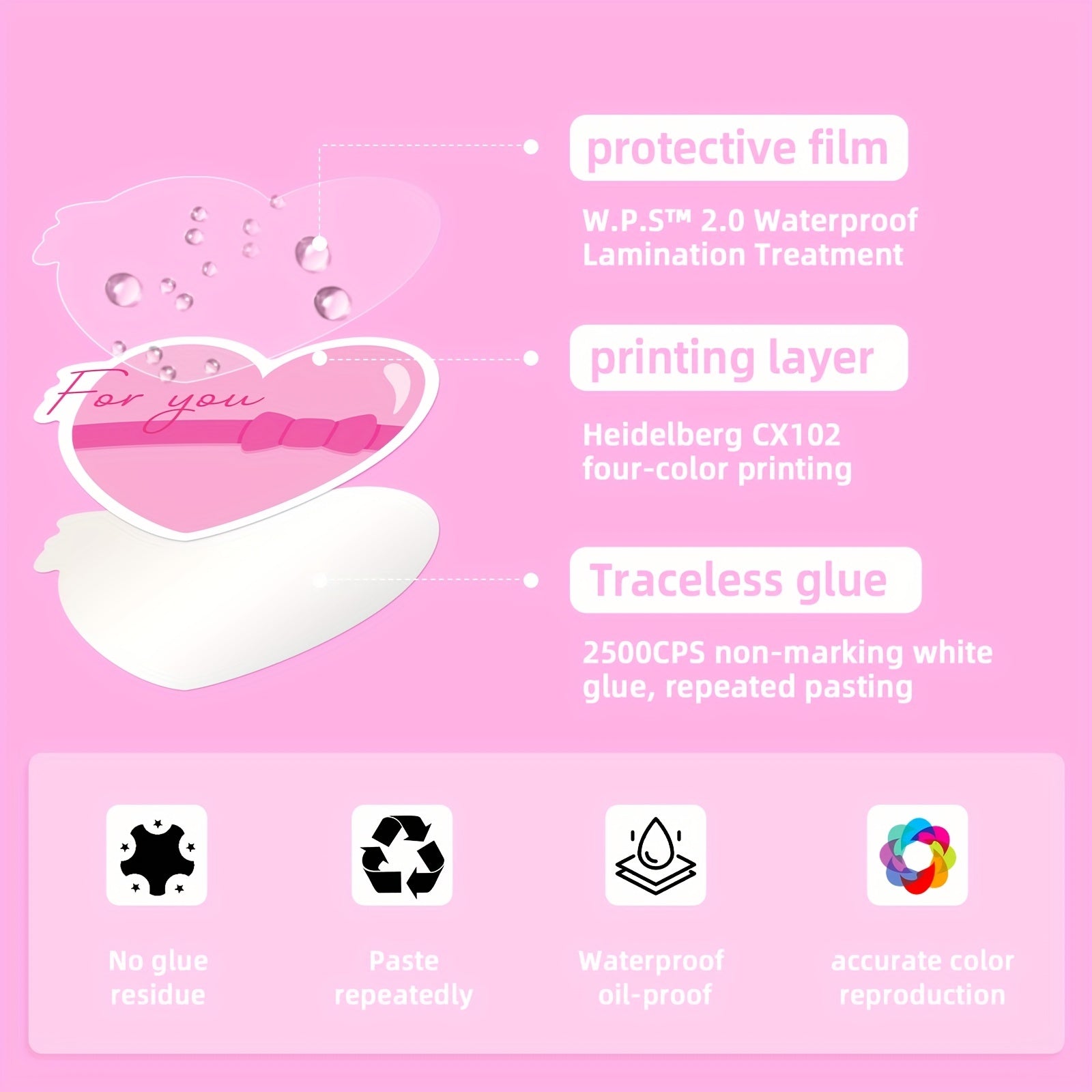 100 Pink Cartoon Vinyl Stickers for Water Bottles Laptop Luggage G