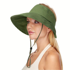 UV Protection Sun Hat Wide Brim Ponytail Visor UPF 50 Packable Sunshad