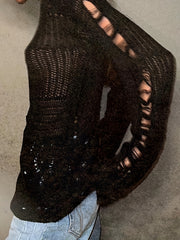 Hollow Out Knit Pullover Y2K Sweater Top