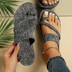 Women's Flat Sandals Slip On Open Toe Lightweight Loop Slides Shoes