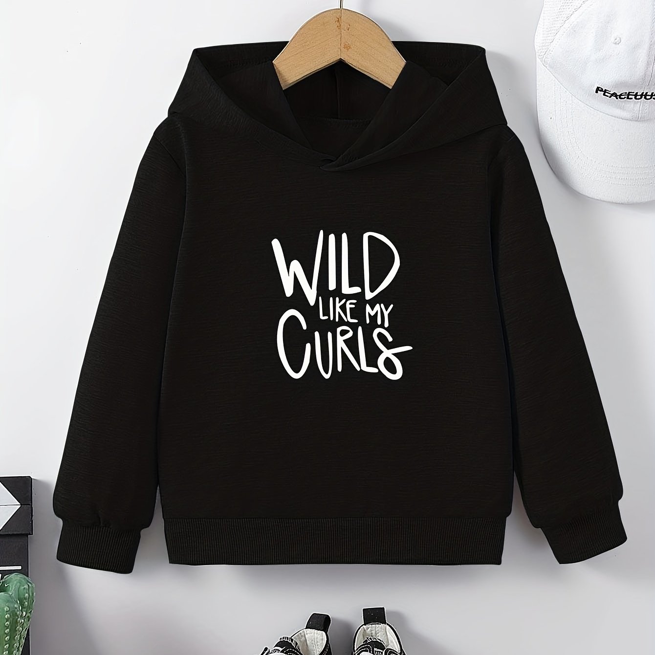 Kids Letter Print Casual Hooded Sweatshirt