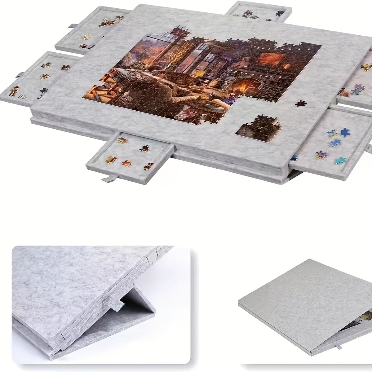 Portable Puzzle Mat with 1000pcs Thick Felt Board and Stand