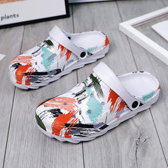 Women's Graffiti Beach Shoes Hollow Holes Clogs Lightweight