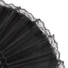 Retro Lace Trim Ladies Folding Fan Dance Performance Props Cheongsam Decoration