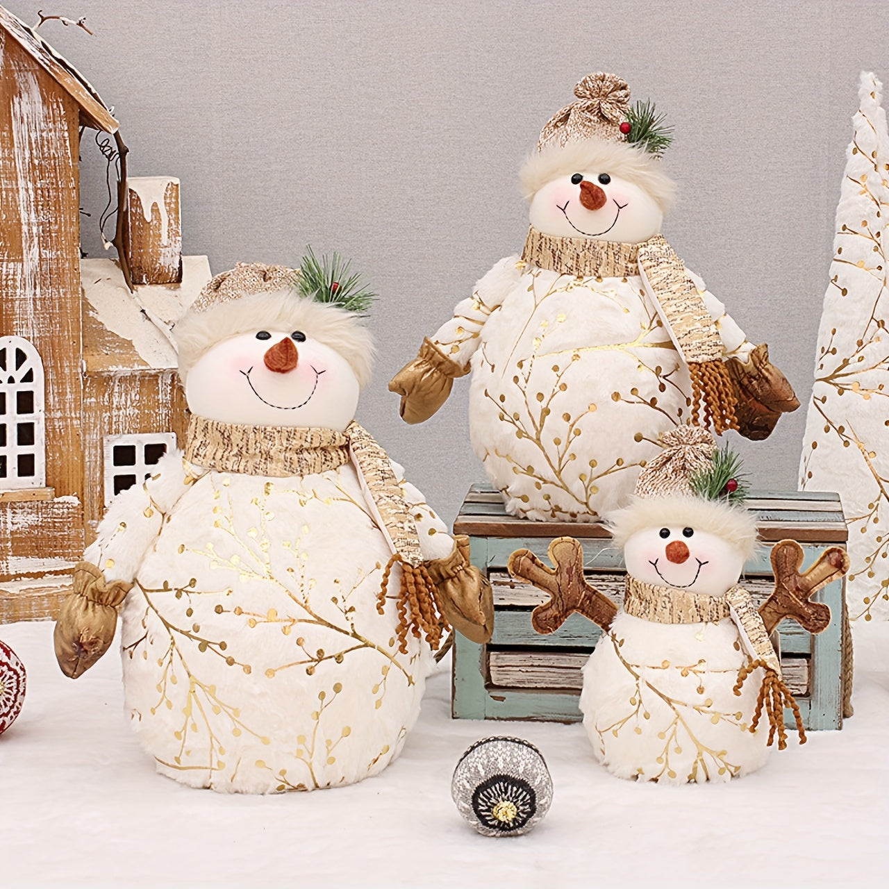 Snowman Doll Ornament Plush Pointed Hat Christmas Tree Decoration
