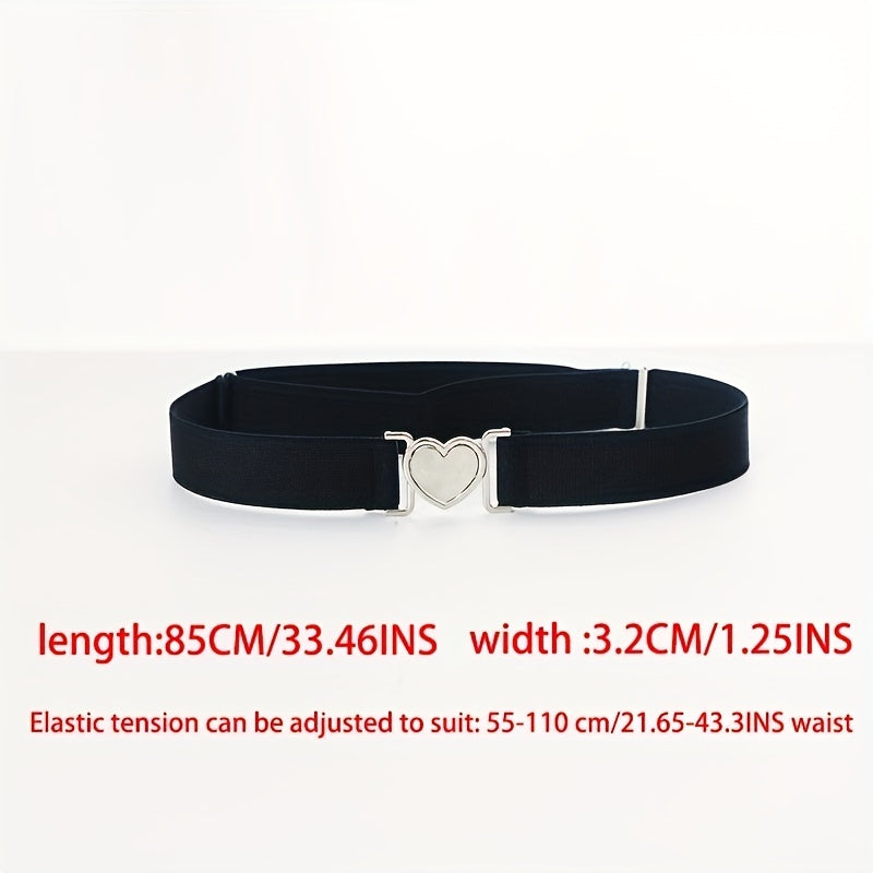Girls Elastic Waist Belt Heart Buckle Stretch Jeans Pants Dress