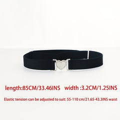 Girls Elastic Waist Belt Heart Buckle Stretch Jeans Pants Dress