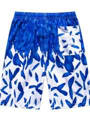 Feathers Print Shorts Casual Elastic Waist Drawstring Summer Pool Beach Shorts