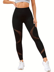 Mesh High Waist Tummy Control Fitness Pants Hip Lifting Sports Leggings